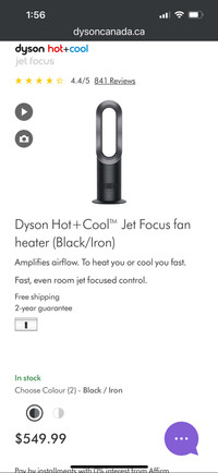 Dyson hot and cool jet fan 