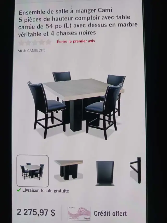 Dining Room Set / Marble Table / Counter Height64722635418754120