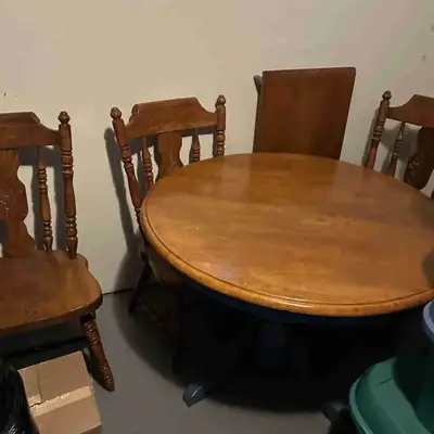 oak pedestal round table and chairs, View more