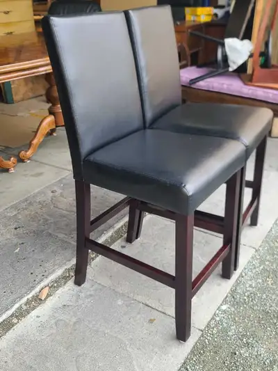 Set of 2 Black Faux Leather Counter Stools, View more