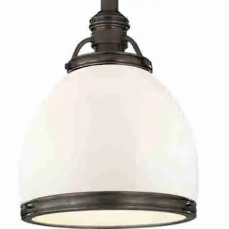 Pair of Visual Comfort Sloane Pendants Bronze and White Glass62863274379777125