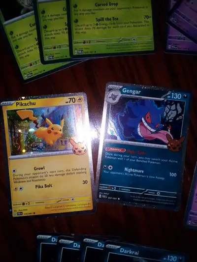 Selling various Pokemon cards from trick or trade About 100 commons With 21 rare holos Just looking...