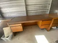 desk with leather on top