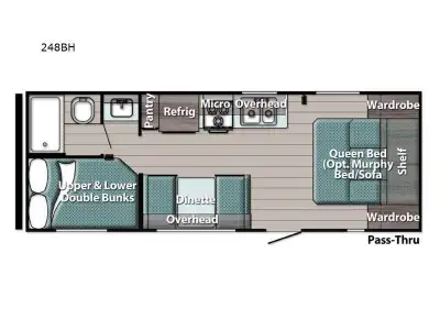 Gulf Stream Kingsport Ultra Lite travel trailer 248BH highlights: Double-Size Bunks Tub/Shower Semi-...
