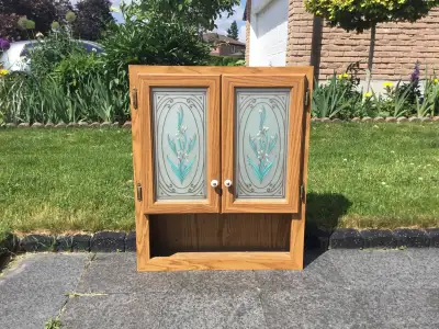Bathroom Cabinet With Glass Inserts, View more