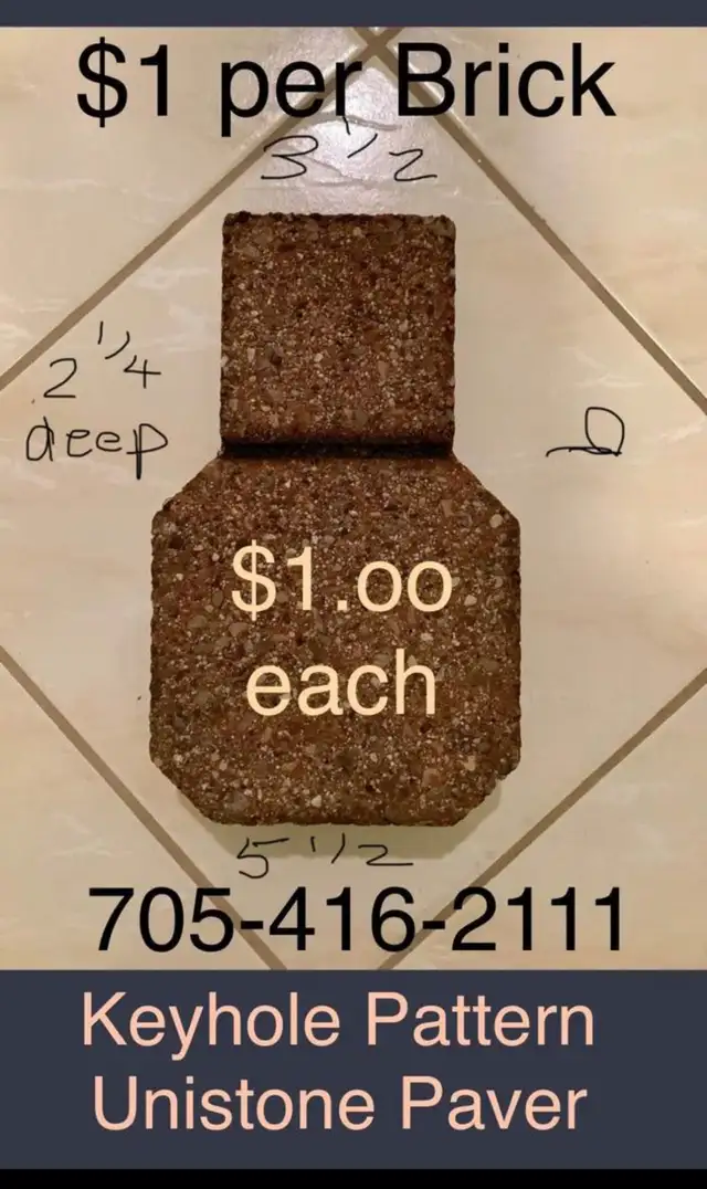•KeyHole Pattern Unistone Paver ONLY $1 each • in Other in Owen Sound - Image 4