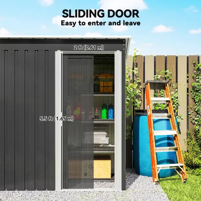 5 x 3 FT Outdoor Storage Shed with Sliding Door and Sloped Roof in Outdoor Tools & Storage in Markham / York Region - Image 5