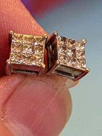 Paire boucles d'oreille or diamant 1ctw