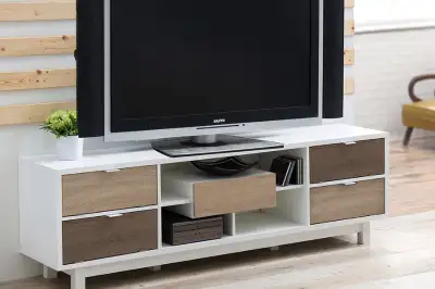 TV Stand Entertainment Center with Wood Accents, View more