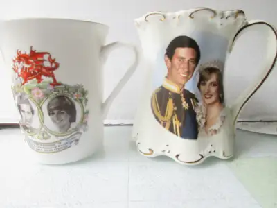Charles & Diana cups made by St .George. Fine bone China. Made in England
