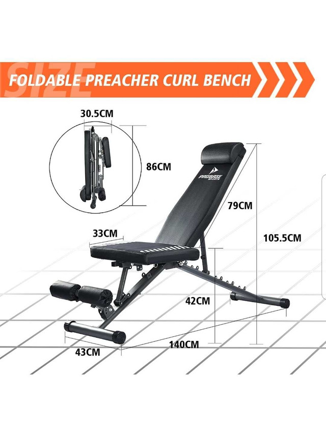 PROBASE SPORTS Foldable Preacher Curl Weight Bench dans Appareils d'exercice domestique  à Ville de Montréal