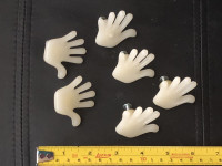Set of six fun plastic waving hand drawer pulls