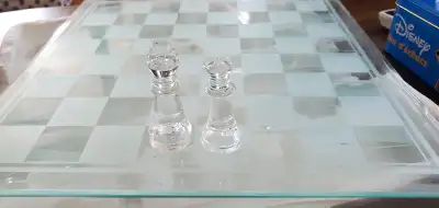 Frosted Glass Checker chess Dominos Cribbage & Backgammon set, View more