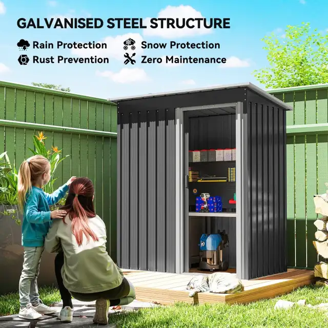 5 x 3 FT Outdoor Storage Shed with Sliding Door and Sloped Roof in Outdoor Tools & Storage in Markham / York Region - Image 4