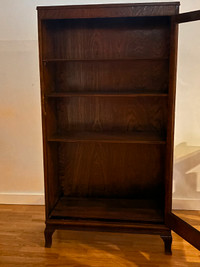 Unique antique oak bookcase with glass door