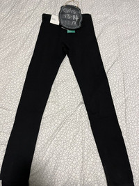 H and M Girls BLACK cotton 2 pack Leggings 13-14 - NWT