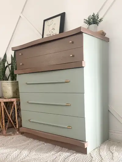 refinished tall vintage dresser, View more