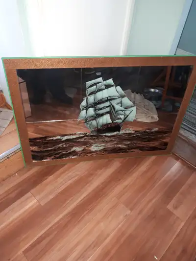 1970s Clipper Ship Mirror Tall Ship 40x29, View more