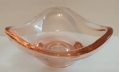 Orange glass triangular dish, View more