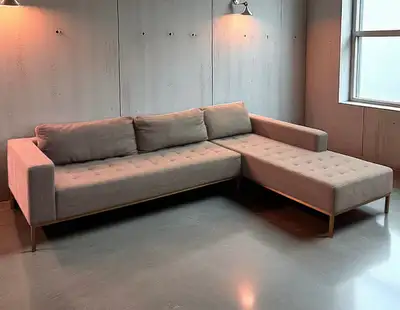 Gus Modern Sectional L Shape Gold Base Designer Grey Free Delive, View more