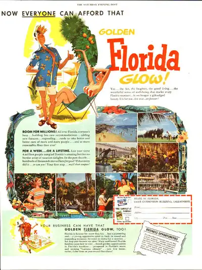 1953 large (10 x 13 1/4) magazine ad for the State of Florida, View more