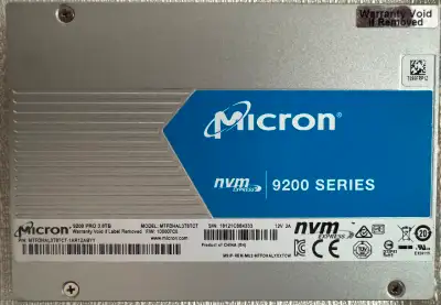 Micron 3.8TB NVMe SSD (MTFDHAL3T8TCT) - Drives report less than 10% wear - U.2 Interface This drive...