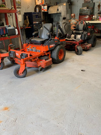 Two zero turn lawn mowers and trailer 