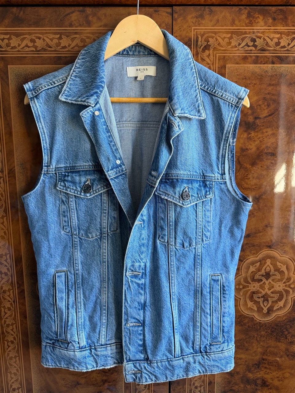 Reiss, Reiss Sleeveless Denim Jacket Medium