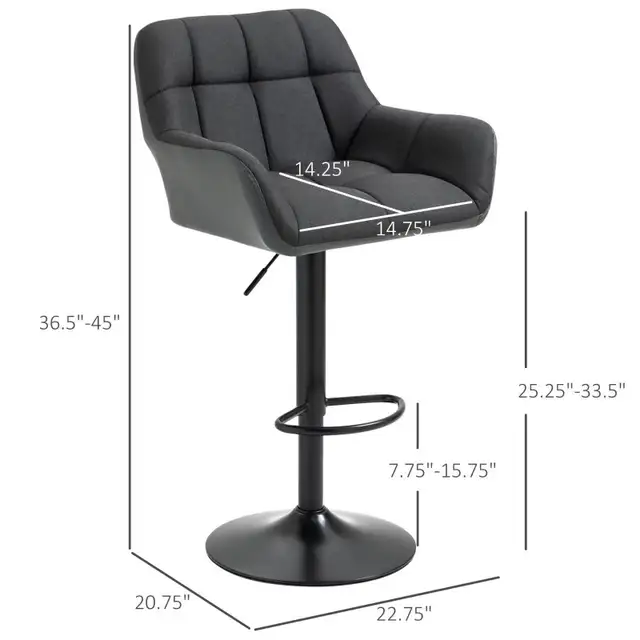 Adjustable Bar Stools with Footrest Armrests and PU Leather in Chairs & Recliners in Markham / York Region - Image 5