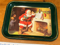 Coca-Cola Santa Claus Christmas Tray Metal Coke Good Boys &GIRLS