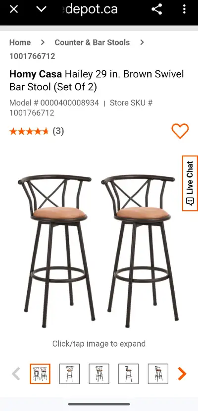 Pair of swivel bar stools, View more