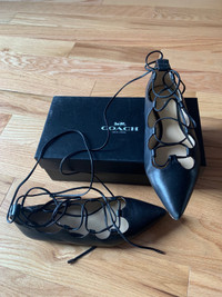 Black Coach ballet flat shoes size 7.5