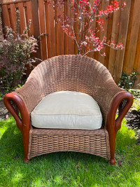 Swan Armchair- Wicker & Bamboo with Cushion by Hickory Spring