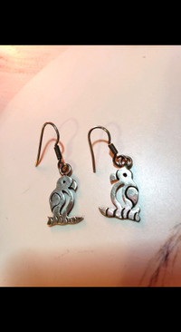 VINTAGE 925 SILVER PARROT BIRD  EARRINGS MARKED MEXICO TE-50 925