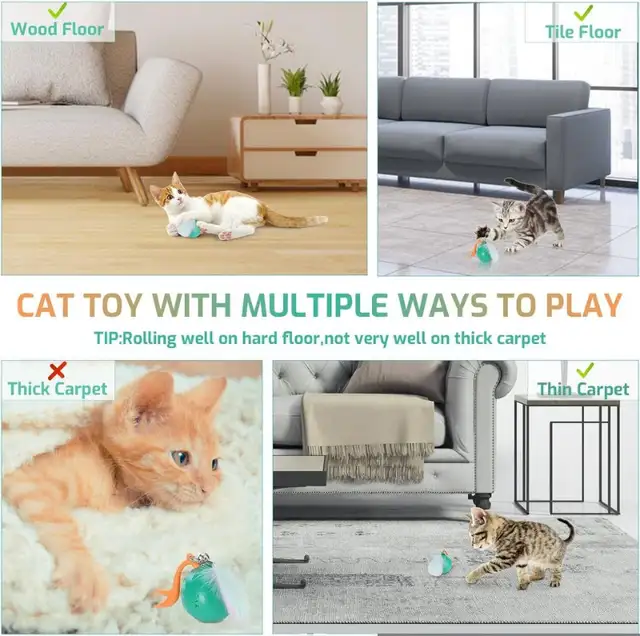 FOXMM Automatic Interactive Cat Toys with LED Lights in Accessories in Kitchener / Waterloo - Image 3
