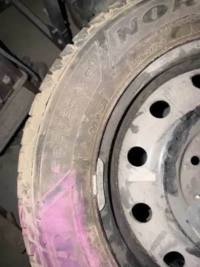 2 nortic ice studded tires brand new on brand new steel rims 5x114.3 bolt pattern never beenmounted...