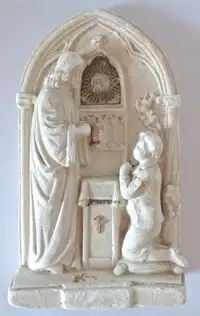 Antiquité Collection Art religieux Statue de plâtre: Communion L
