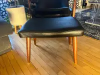 Mid century modern Teak and leather footstool - 