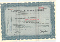 Scripophily - Carravelle Mines Ltd Share Certificates