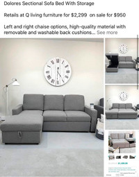 Sleeper Sectional Couch with storage