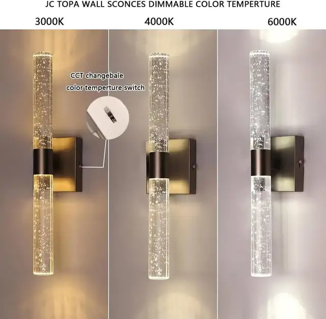 JC TOPA Modern Wall Sconces, 2-Light Dimmable LED Crystal Wall L in Indoor Lighting & Fans in Gatineau - Image 7