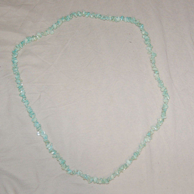 $20 Light blue aqua/teal real stone 36" long claspless necklace in Jewellery & Watches in Sudbury