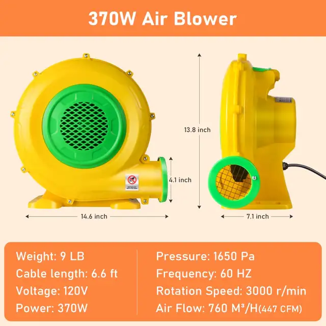 Toaob 370W 0.5HP Air Blower: Bounce House Blower in Toys & Games in Markham / York Region - Image 4