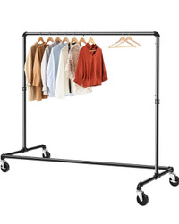 Garment Rack, 59" Z Base Clothes Rail with Wheels