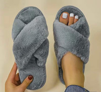 Fuzzy Grey Slippers