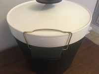 60s 70s Retro Classic MCM Black White Metal Interior ICE BUCKET