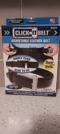 BLACK LEATHER CLICK IT BELT NEW