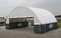 Container Shelter 60'x40'x20' (610g PVC) Double Trussed for sale