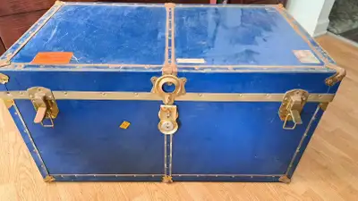 vintage metal trunk, View more