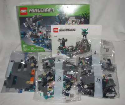 Selling Lego Minecraft Set 21246, the Deep Dark Battle. It's not complete, missing 4-5 pieces from b...